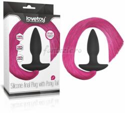 Lovetoy Silicone Anal Plug with Pony Tail, red (10.8cm-33cm)