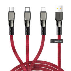JOYROOM 3in1 kábel USB - Lightning / Lightning / USB-C 3.5A 1.3m, piros (S-1335K4)