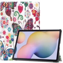 Gigapack Tok álló, bőr hatású (aktív FLIP, oldalra nyíló, TRIFOLD asztali tartó funkció, virág minta) FEHÉR Samsung Galaxy Tab S7 Plus WIFI 5G (SM-T976) (GP-99296)