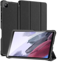 Dux Ducis DOMO tok álló, bőr hatású (aktív FLIP, oldalra nyíló, TRIFOLD asztali tartó funkció, textil minta) FEKETE Samsung Galaxy Tab A7 Lite WIFI (SM-T220), Samsung Galaxy Tab A7 Lite LTE (GP-108561)