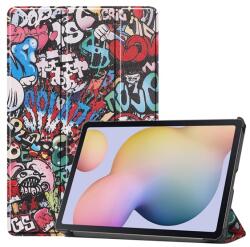 Gigapack Tok álló, bőr hatású (aktív FLIP, oldalra nyíló, TRIFOLD asztali tartó funkció, graffiti minta) SZÍNES Samsung Galaxy Tab S7 LTE 5G (SM-T876), Samsung Galaxy Tab S7 WIFI (SM-T870), Samsung (GP-99293)