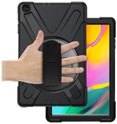 Gigapack Defender műanyag telefonvédő (közepesen ütésálló, kitámasztó, 360°-ban forgatható + kézpánt) FEKETE Samsung Galaxy Tab A 10.1 WIFI (2019) SM-T510, Samsung Galaxy Tab A 10.1 LTE (2019) SM (GP-88620)