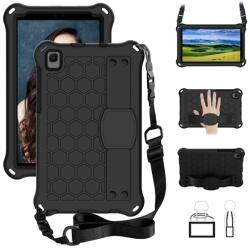 Gigapack Defender szilikon telefonvédő (közepesen ütésálló, kitámasztó, méhsejt minta + kézpánt, vállpánt) FEKETE Samsung Galaxy Tab A7 Lite WIFI (SM-T220), Samsung Galaxy Tab A7 Lite LTE (SM-T22 (GP-109623)