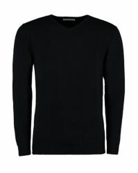 Kustom Kit Férfi hosszú ujjú kötött felső Kustom Kit Classic Fit Arundel V Neck Sweater XS, Fekete