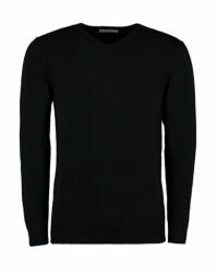 Kustom Kit Férfi hosszú ujjú kötött felső Kustom Kit Classic Fit Arundel V Neck Sweater 3XL, Fekete