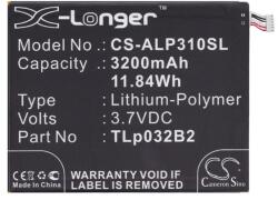 Cameron Sino Li-Polymer akku (3, 7V / 3200mAh, Alcatel TLp032B2 kompatibilis) FEKETE Alcatel One Touch Pixi 3 8 LTE (OT-9022X), Vodafone Tab Speed 6 (VF1397) (CS-ALP310SL)