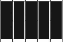 vidaXL fekete 5 paneles paraván 250 x 180 cm (320726) - vidaxl