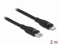 Delock Cablu de date si incarcare USB Type-C la Lightning MFI 2m Negru, Delock 86638 (86638)