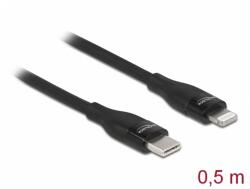 Delock Cablu de date si incarcare USB Type-C la Lightning MFI 0.5m Negru, Delock 86636 (86636)