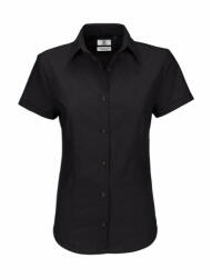 B&C Collection Női rövid ujjú blúz B and C Oxford SSL/women Shirt 6XL, Fekete