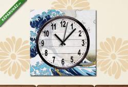 Vászonkép óra, Premium Kollekció: A nagy hullám Kanagavánál átdolgozás (25x25 cm C01)