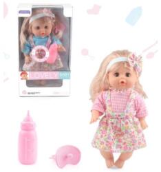 Magic Toys Sweet Baby baba szőke hajjal nyári ruhában, hanggal és cumikkal (MKL648203)