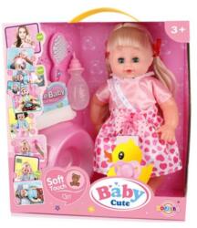 Magic Toys Hajas baba rózsaszín ruhában kiegészítőkkel 35 cm (MKM515164)