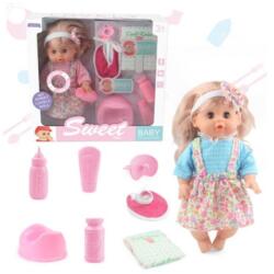 Magic Toys Sweet Baby Doll Baba hanggal és kiegészítőkkel (MKL648050)