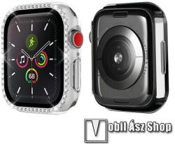 Okosóra műanyag védő tok / keret - ÁTLÁTSZÓ - Strassz kővel díszített - APPLE Watch Series 7 (45mm) / Series 8 (45mm) / Series 9 (45mm)