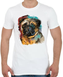 printfashion mopsz portré - Férfi póló - Fehér (5682954)