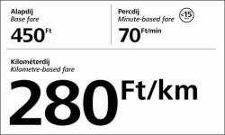  Budapesti Taxi - Egységes kilométerdíj nyomtatott matrica