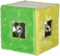 Kerbl Cube sisal macskajáték kocka - zöld / sárga, 20 x 20 x 20 cm - delifarm
