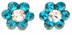  Kis virág fülbevaló (türkiz-fehér) (3178182)