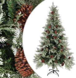 vidaXL Brad de Crăciun cu conuri de pin, verde/alb, 195 cm, PVC&PE (340535) - vidaxl