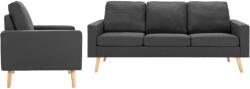 vidaXL Set de canapele, 2 piese, gri închis, material textil (3056625) Canapea