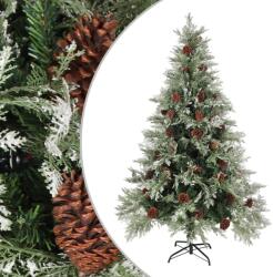 vidaXL Brad de Crăciun cu conuri de pin, verde/alb, 120 cm, PVC&PE (340533) - vidaxl