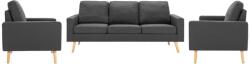 vidaXL Set de canapele, 3 piese, gri închis, material textil (3056645) Canapea