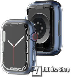 Apple Watch Series 7 (41mm), Series 8 (41mm), Series 9 (41mm), Okosóra szilikon védőtok, előlapvédős, Átlátszó