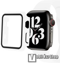 Okosóra szilikon szíj és műanyag védő keret - 208mm hosszú, 9H edzett üveg előlap védő is! - FEHÉR - APPLE Watch Series 7 (45mm) / Series 8 (45mm) / Series 9 (45mm)