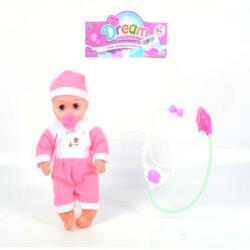 Magic Toys Rózsaszín ruhás baba sztetoszkóppal - 31 cm (MKK513069)