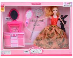 Magic Toys Fashion Girl: Divat baba készlet sminkasztallal és fésűvel - 30 cm (MKL239486)