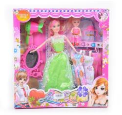 Magic Toys Stílusos baba tükörrel, ruhákkal és kiegészítőkkel - 28 cm (MKK146697)