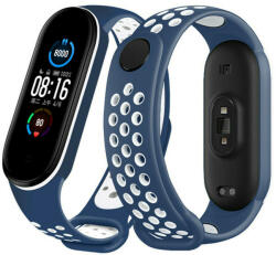 Xiaomi Mi Band 3/4/5/6 szilikon szíj, tengerkék/fehér