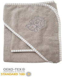  Stella fürdőlepedő hímzett 110x110 szürke oroszlán - babycenter-online