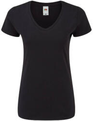 Fruit of the Loom Női rövid ujjú póló Fruit of the Loom Ladies' Iconic 150 V Neck T -S, Fekete