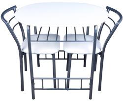 Seloo Set masa cu 2 scaune pentru bucatarie, Minimo, 53x80cm, alb/argintiu