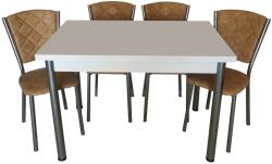 Seloo Set masa extensibila 110 x 70 alba cu 4 scaune Efes taba
