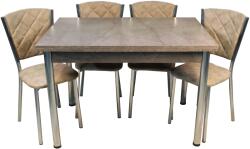 Seloo Set masa extensibila 110 x 70 Gordyon cu 4 scaune Efes Sarp crem