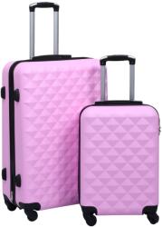 vidaXL Комплект твърди куфари с колелца, 2 бр, розов, ABS (92429)