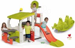 Smoby Set centru de joacă Fun Center Smoby cu tobogan cu lungime de 150 cm şi cadou balansoar cu două părți Câțel verde de la 24 luni (SM840203-1)