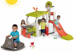 Smoby Set centru de joacă Fun Center Smoby cu tobogan și balansoar gri Pisică de la 24 luni (SM840203-24-B)