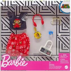 Mattel Barbie SUPER MARIO FASHION top si fusta rosie cu 6 accesorii GJG46