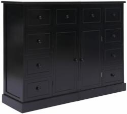 vidaXL Servantă cu 10 sertare, negru, 113 x 30 x 79 cm, lemn (284178) Comoda