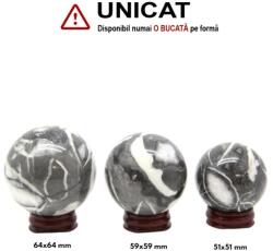 Sfera Coral Fosilizat si Agatizat Mineral Natural - 51-64 mm - Unicat