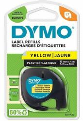DYMO LetraTag 12mm x 4m, sárga-fekete műanyag feliratozógép szalag (91202) (S0721620)