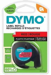 DYMO LetraTag 12mm x 4m, piros-fekete műanyag feliratozógép szalag (91203) (S0721630)