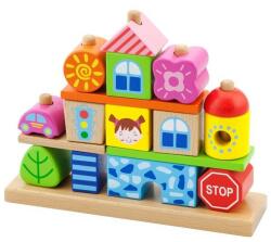 Viga Toys Montessori kirakó 5 rudas - autó, ház, város 3458 (3458)