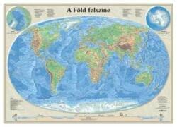 Föld falitérkép keretezett - plexi lappal - 70x50 cm Föld felszíne térkép keretezve, Föld domborzati térképe, Föld hegy-vízrajzi térkép