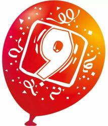  9 éves Happy Birthday léggömb, lufi 6 db-os (25, 4 cm)