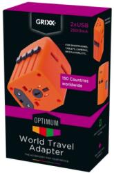 Grixx Optimum World utazó adapter (2xUSB) (GROCHTR2USBUNI01)